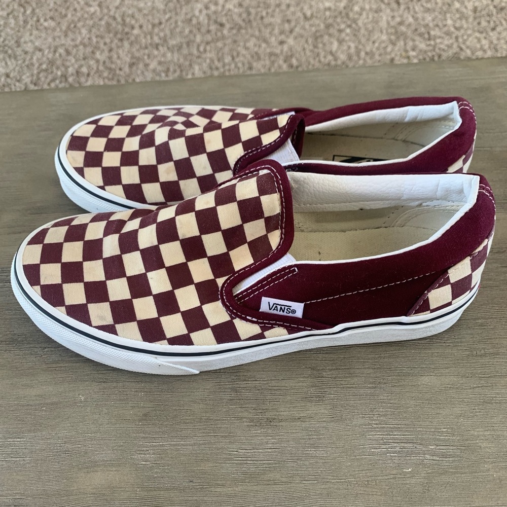 Burgundy Checkerboard Vans